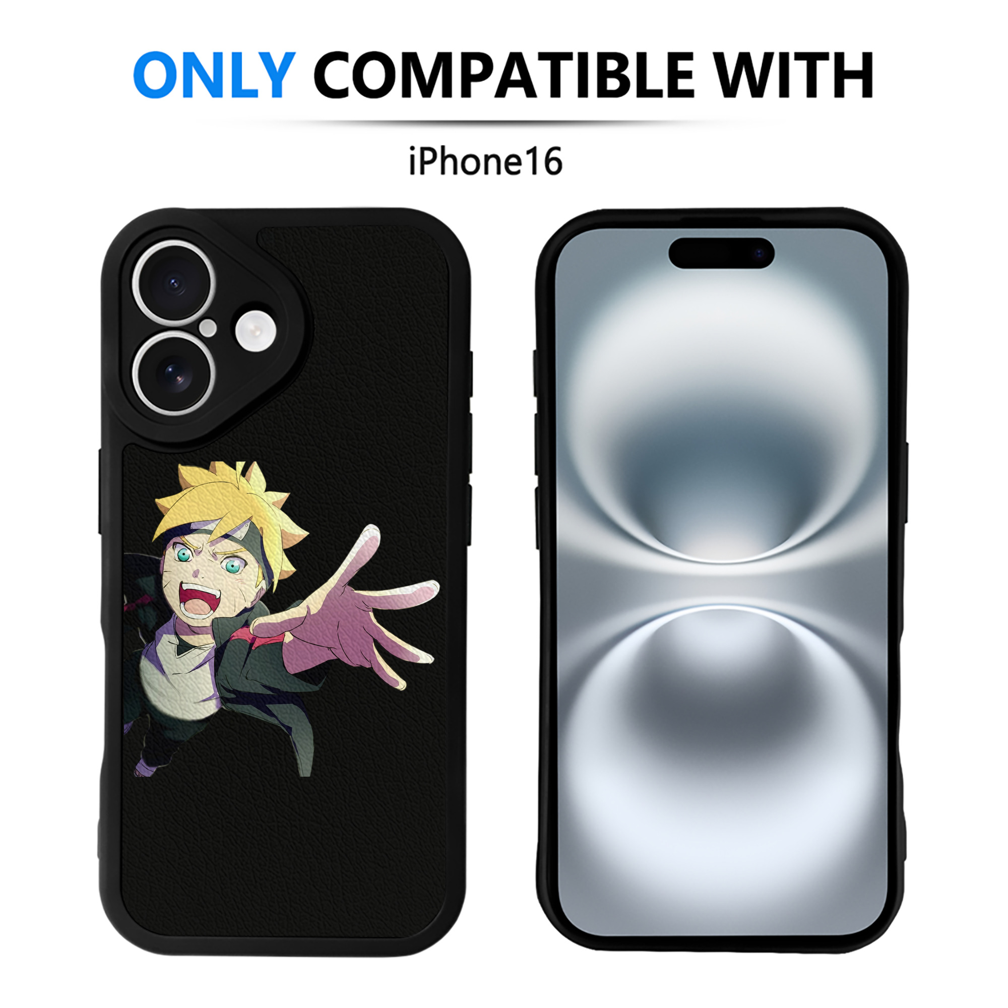 （画像用） NARUTO -ナルト- うずまき ボルト Uzumaki Boruto 【iPhone 16シリーズ対応】シリコンスマホケース（レザー調） 材質：シリコン